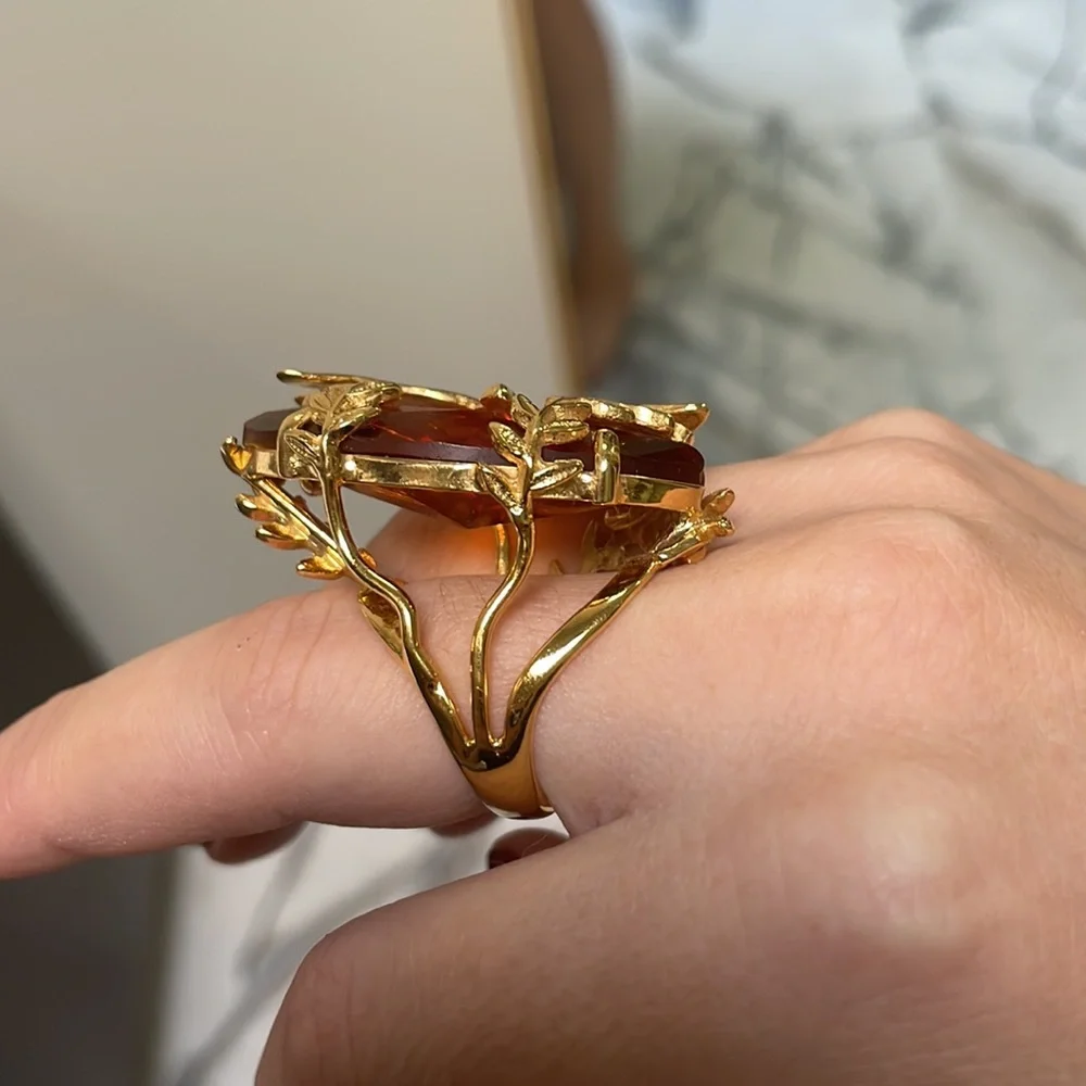 Gorgeous Cocktail Ring Dragonfly with Citrine Marquis cut
